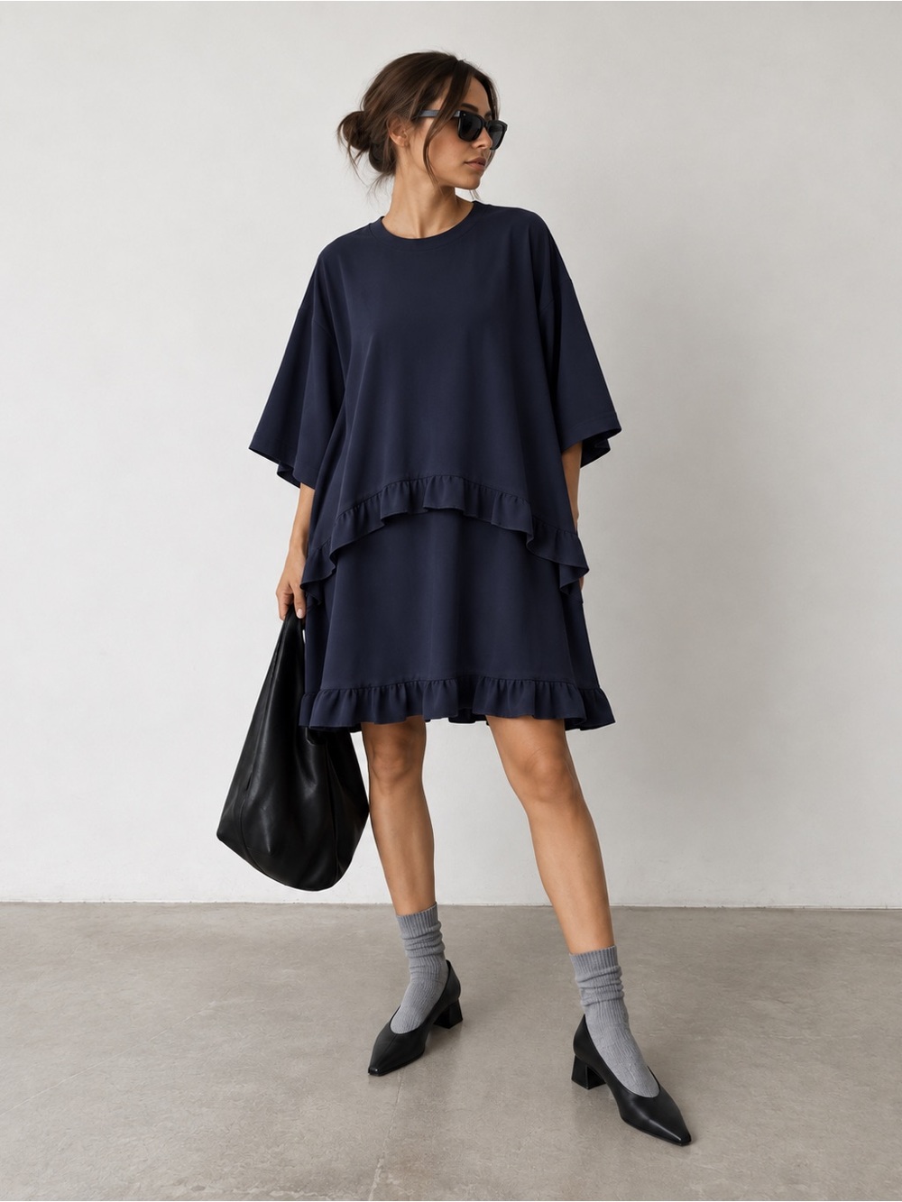 Stella McCartney Navy Ruffle Hem Dress